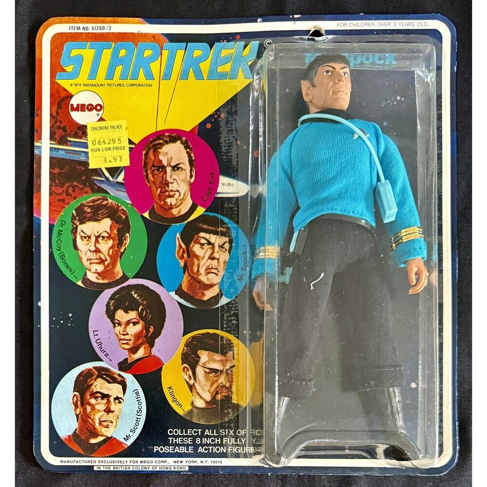 MR. SPOCK STAR TREK ORIGINAL VINTAGE 1975 SEALED FIGURE-SERIES 1 BLUE LETTERING